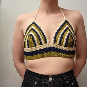 Crochet Striped Bralette Top
